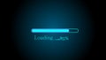 Abstract glowing cyan color waiting loading bar illustration on black background