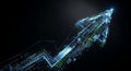 Abstract glowing data arrow pointing toward growth Royalty Free Stock Photo