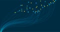 Abstract glowing data lines and particles forming a flowing digital network on dark blue background Royalty Free Stock Photo