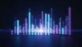 Abstract glowing digital bar graph visualization displays vibrant blue and magenta data points on a dark futuristic background Royalty Free Stock Photo