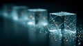 Abstract glowing digital cube structure representing complex data network connections and futuristic blockchain technology Royalty Free Stock Photo