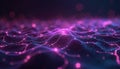 Abstract glowing digital waves with connected data points. Futuristic network grid shows complex information flow and deep Royalty Free Stock Photo
