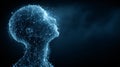 Abstract glowing digital wireframe human head profile illuminated against a dark mysterious background symbolizing artificial Royalty Free Stock Photo