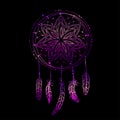 Abstract glowing dreamcatcher in blue and pink colors. Royalty Free Stock Photo