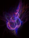 Abstract glowing energy discharge in deep dark empty space. Lilac and blue hues. Royalty Free Stock Photo