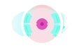 Abstract Glowing Eye or Spherical Iris Shape in Pink and Blue, vector design Generative AI Royalty Free Stock Photo