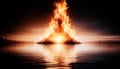 Abstract Glowing Firewall Protecting an Internet Network, safe browsing, online safety, visualized as a fiery beacon rising from