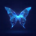 Digital Polygonal Butterfly Network on Dark Background Royalty Free Stock Photo
