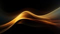 Abstract glowing gold and black waves design with smooth curves and soft shadows on clean modern background