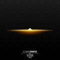 Abstract glowing golden pointer up. Magic arrow with backlight and glowing lights. Pointer for the player interface. Interface Ele