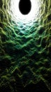 Abstract glowing green vortex with flowing dotted wave patterns forming a luminous tunnel Royalty Free Stock Photo