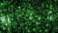 Abstract glowing green and white particles creating a dense cosmic star cluster pattern in deep space Royalty Free Stock Photo