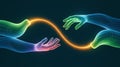 Abstract Hands Connecting With Glowing Energy Stream connection Royalty Free Stock Photo