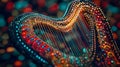 Abstract Glowing Harp Colorful Particle Strings and Bokeh Royalty Free Stock Photo