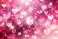 Abstract Glowing Hearts on Pink ValentineÃ¢â¬â¢s Day Background Royalty Free Stock Photo