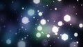 Abstract glowing hexagonal and circular particles floating in a dark cosmic background Royalty Free Stock Photo