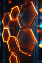 Abstract Glowing Hexagonal Grid, Dynamic Tech Pattern, Futuristic Network, Portrait Images Generative AI Royalty Free Stock Photo