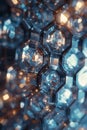 Abstract Glowing Hexagonal Grid: Futuristic Digital Network Pattern, Tech Art, Portrait Images Generative AI Royalty Free Stock Photo