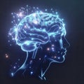 abstract glowing human brain anatomy with connected neural network and digital lines Royalty Free Stock Photo