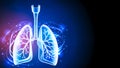 Abstract glowing human lungs with trachea and bronchi on dark background Royalty Free Stock Photo