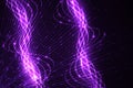 Abstract glowing lighs spiral. Purple lines background. Vector design.
