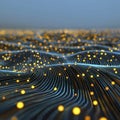 Abstract Glowing Lines A Captivating Visualization of Interconnected Data Streams and Technological Networks, Radiating an
