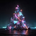 Abstract Glowing Neon Crystal Pyramid Structure Royalty Free Stock Photo