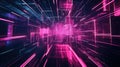 Abstract glowing neon digital tunnel visualizing data flow Royalty Free Stock Photo