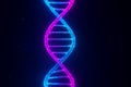 Abstract glowing neon dna helix structure in vibrant blue and pink colors Royalty Free Stock Photo
