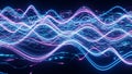 Abstract glowing neon light waves and particles flowing in a dark digital network visualization Keywords: abstract Royalty Free Stock Photo
