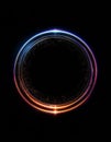 Abstract Glowing Neon Ring With Sparkles And Light Trails On Black Background Royalty Free Stock Photo