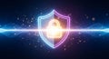 High-Tech Cybersecurity Shield Icon Providing Digital Security and Data Protection for IT Professionals. Royalty Free Stock Photo