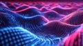 Abstract glowing neon waves representing technology and data Royalty Free Stock Photo