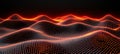 Abstract glowing network data dots form digital landscape motion particle on black background.