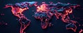 Abstract glowing network  data streams across continents  background  map  light Royalty Free Stock Photo