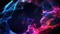 Abstract glowing network of interconnected nodes and lines in blue and pink technology Royalty Free Stock Photo