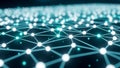 Abstract glowing network of interconnected nodes and lines on dark background connection Royalty Free Stock Photo