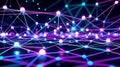 Abstract glowing network of interconnected nodes and lines representing data flow and digital connections in a futuristic Royalty Free Stock Photo