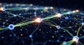 Abstract glowing network of interconnected nodes symbolizing data, communication, technology, and artificial intelligence. Royalty Free Stock Photo