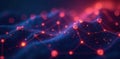 Abstract glowing network, nodes lines Futuristic digital mesh , structure, wireframe, connection Royalty Free Stock Photo
