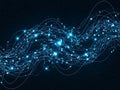 Abstract glowing neural network with interconnected nodes and flowing lines Royalty Free Stock Photo