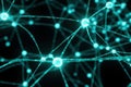 Abstract glowing neural network with interconnected nodes and pathways Royalty Free Stock Photo