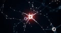 Abstract glowing neuron in a digital network Royalty Free Stock Photo