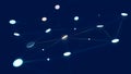 Abstract glowing nodes connected by lines on a dark blue background Royalty Free Stock Photo