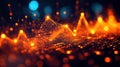 Abstract glowing orange and blue data visualization with intricate network patterns and bokeh effects Royalty Free Stock Photo