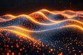Abstract Glowing Orange Landscape with Starry Sky and Particle E Royalty Free Stock Photo