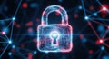 Digital padlock symbolizing cybersecurity network protection data privacy and online safety Royalty Free Stock Photo