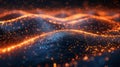 Abstract glowing particle waves - generative ai Royalty Free Stock Photo