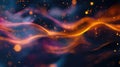 Abstract glowing particle waves representing digital data flow Royalty Free Stock Photo