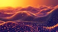 Abstract glowing particles forming digital wave surface Royalty Free Stock Photo